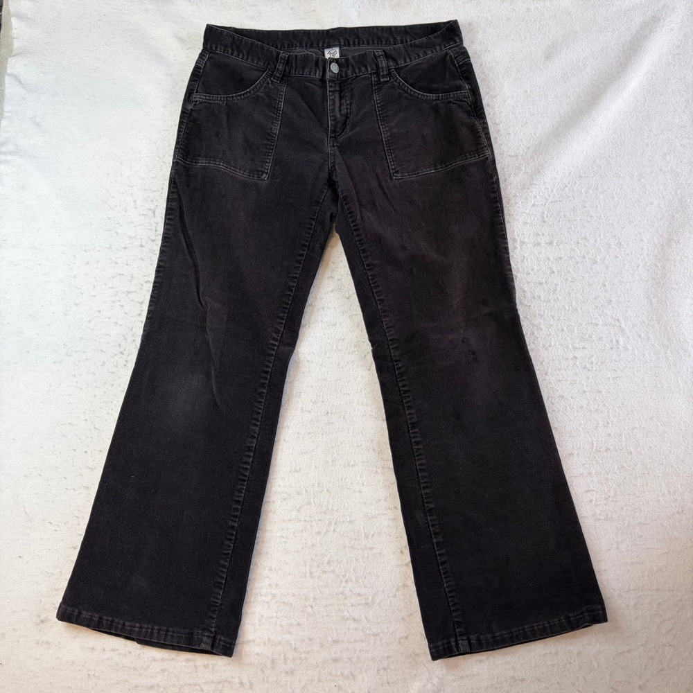 Prana Corduroy Pants Womens 12 Black Bootcut Low Rise Stretch Outdoor VTG